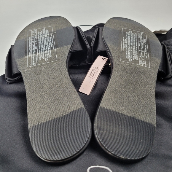 NWT Victoria's Secret Embellished Satin Bow Slide Pearl-Heart Slippers M 8-8.5 - Picture 10 of 10